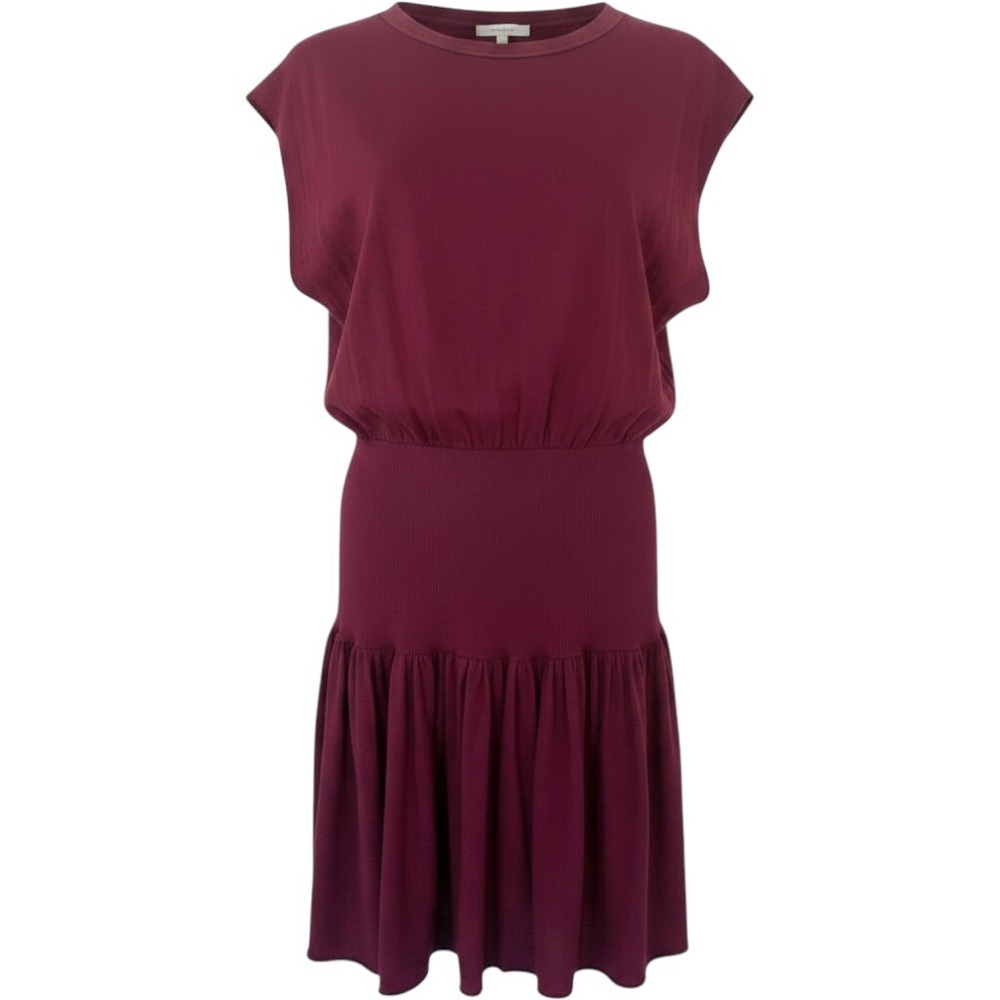 NSF Yaro Fitted Waist Dress Chianti Burgundy Cap Sleeve Mini XS NEW
